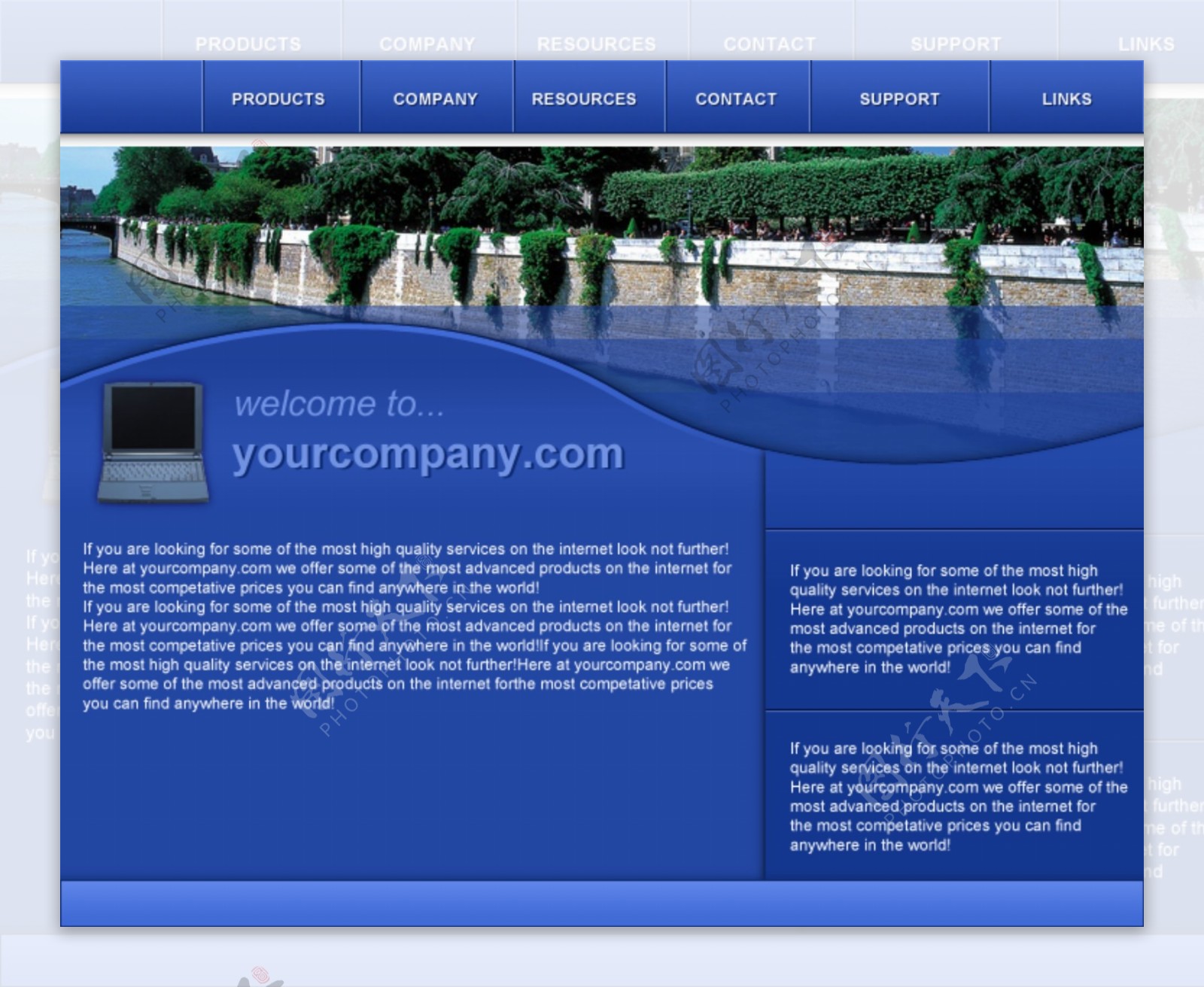蓝色网页模板