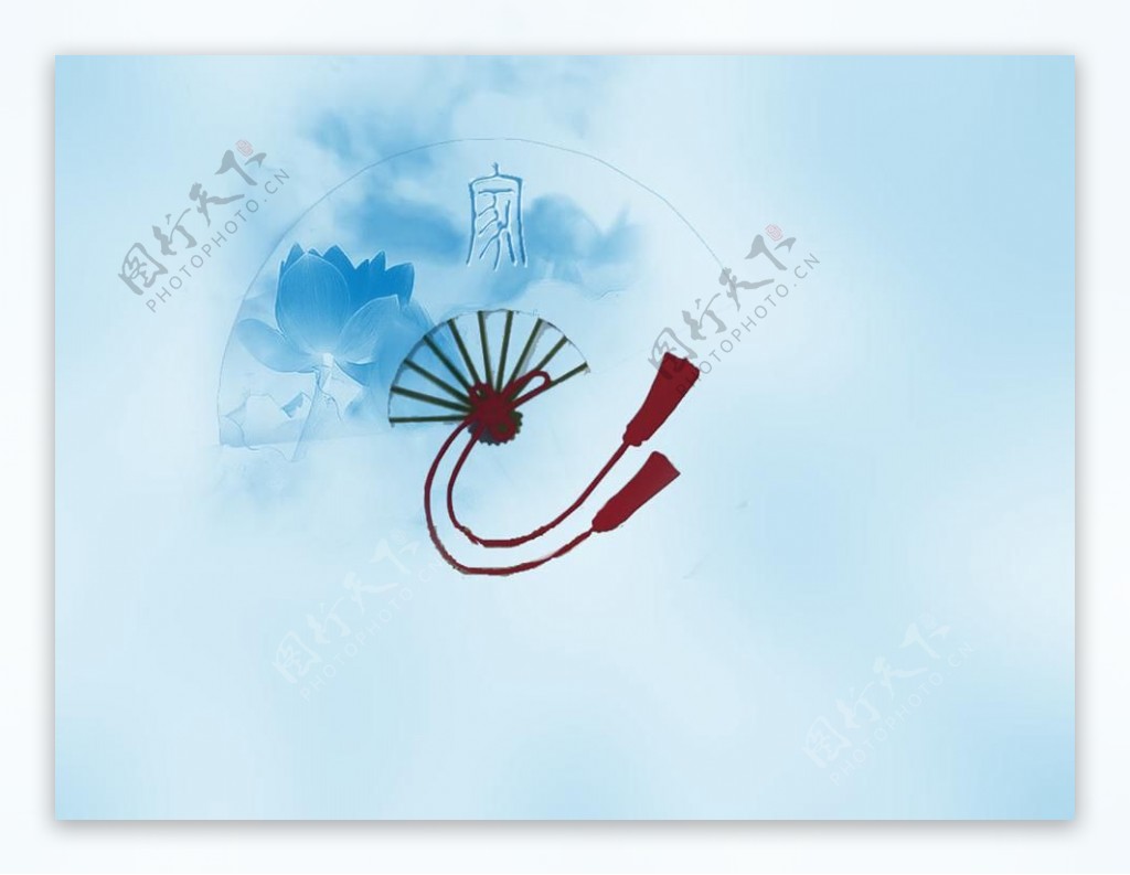 淡雅蓝色中国风PPT模板