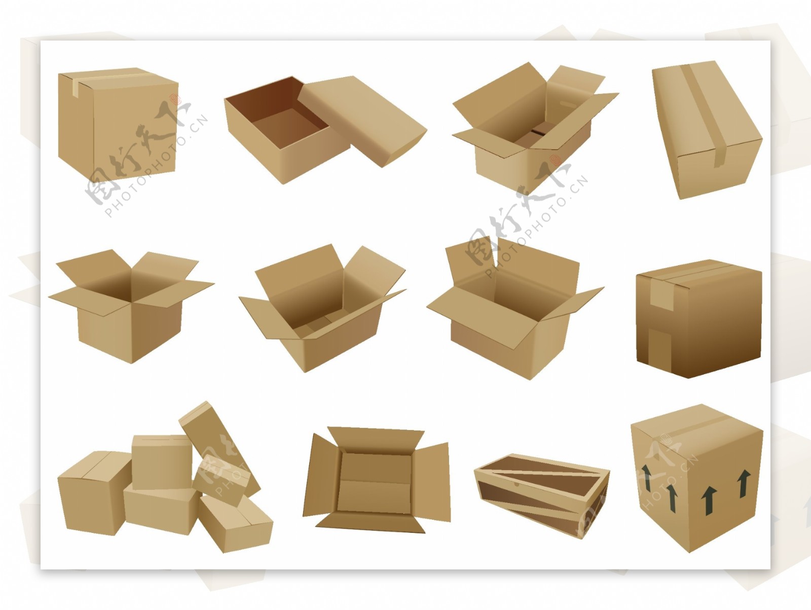 纸箱和纸盒矢量