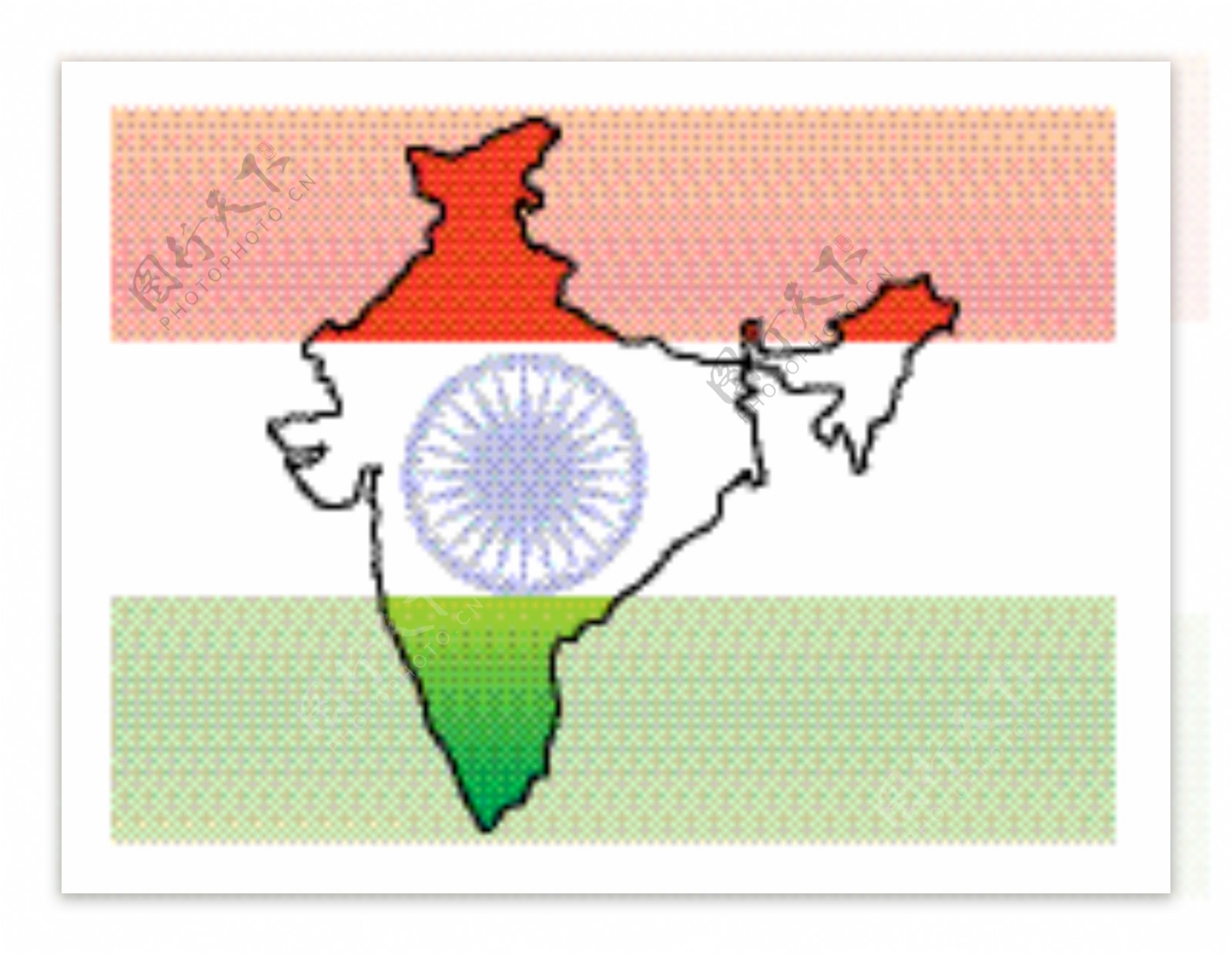 印度国旗和地图显示的自由
