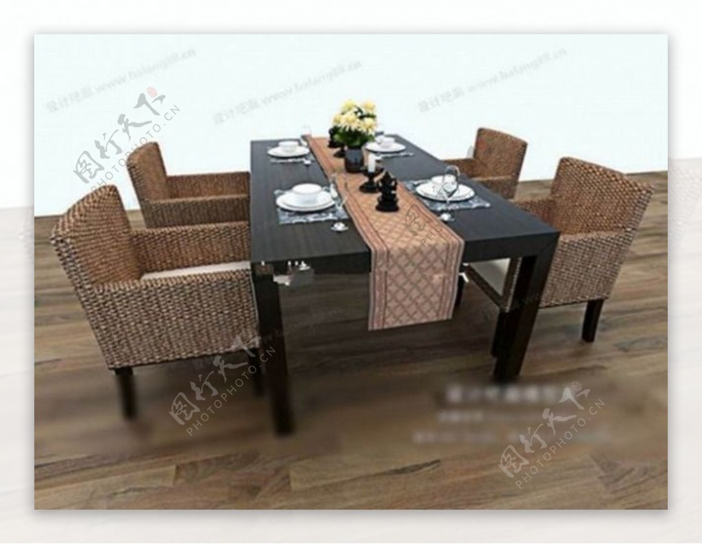 餐桌椅组合3d模型