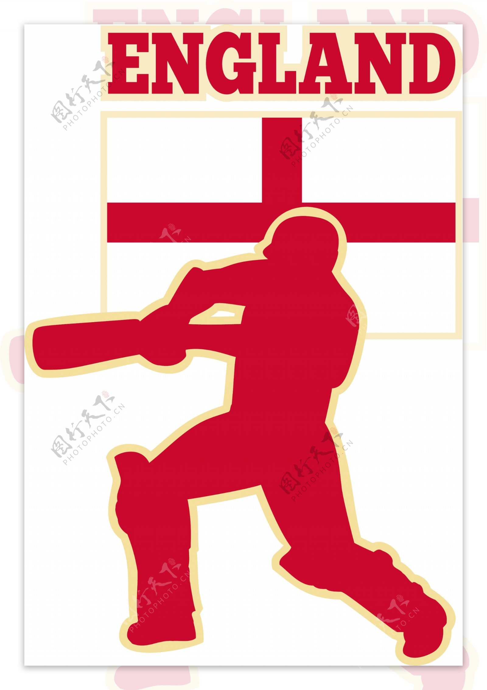 板球运动的击球手英格兰国旗