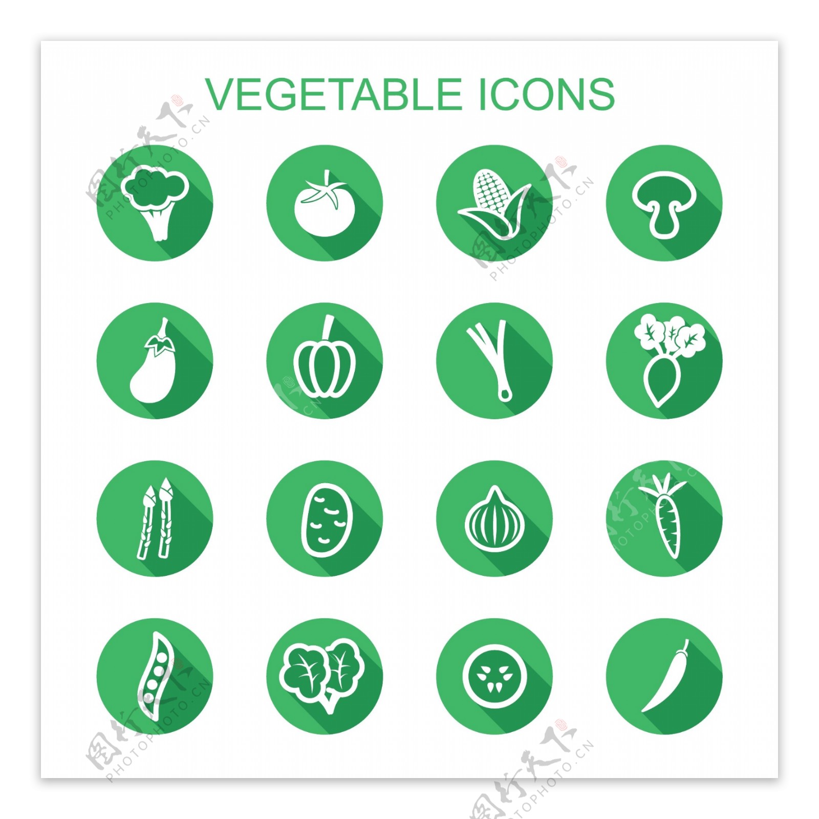 16个精致蔬菜矢量图标素材图片
