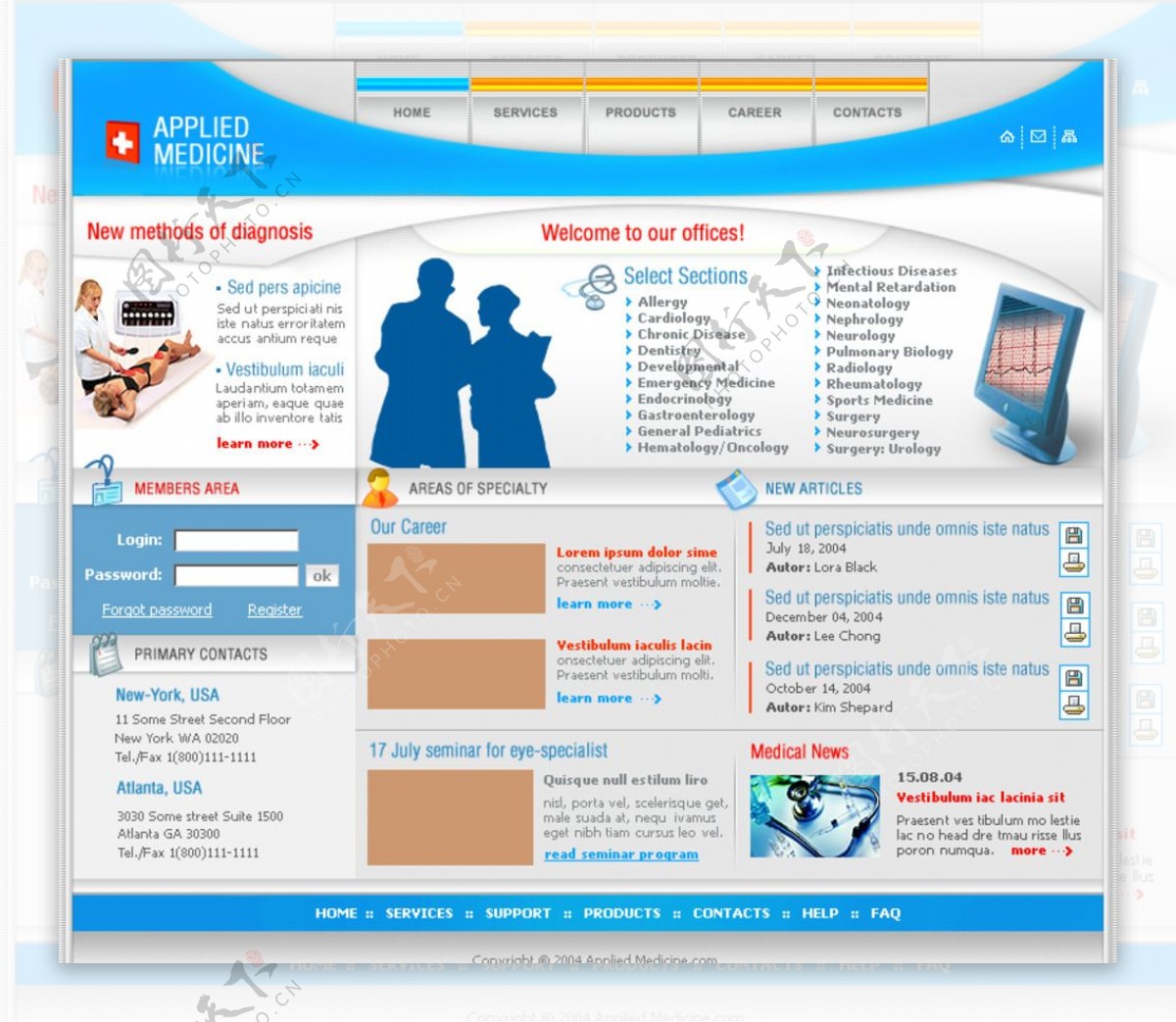 医疗网页模板图片