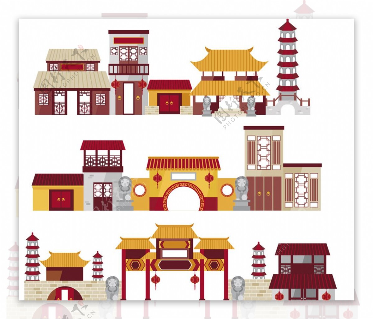 复古风格中国古建筑图片