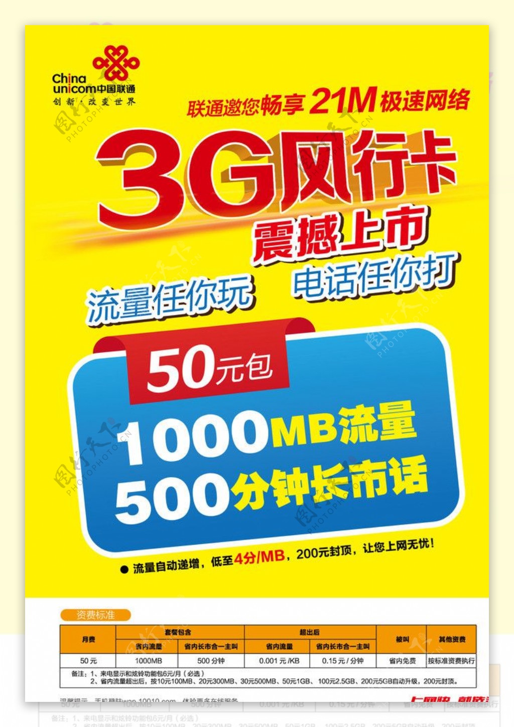 中国联联通3G风行卡图片