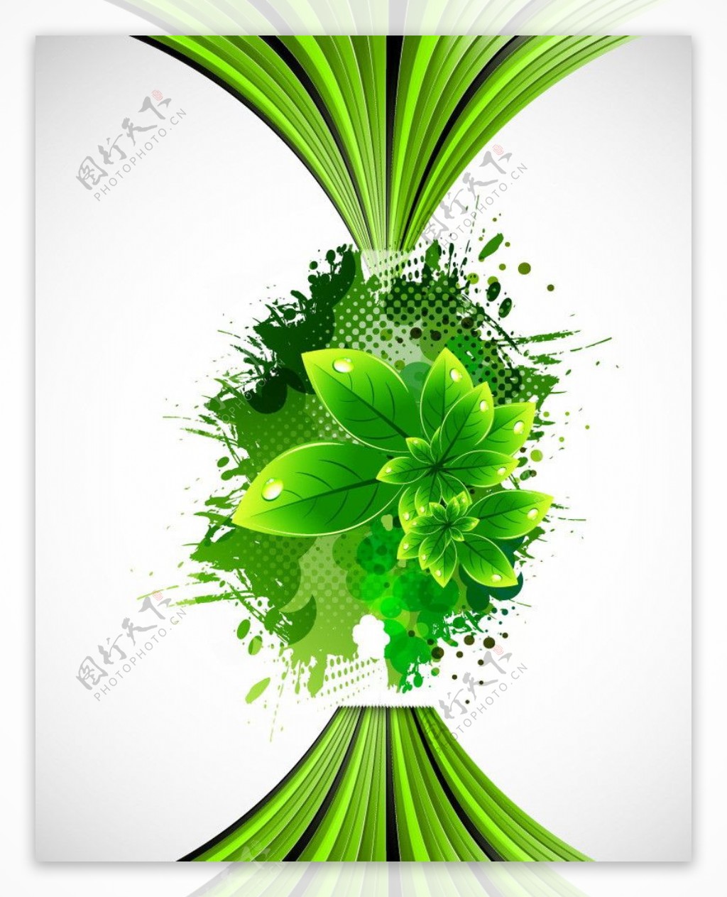 绿色自然动感线条绿叶图片