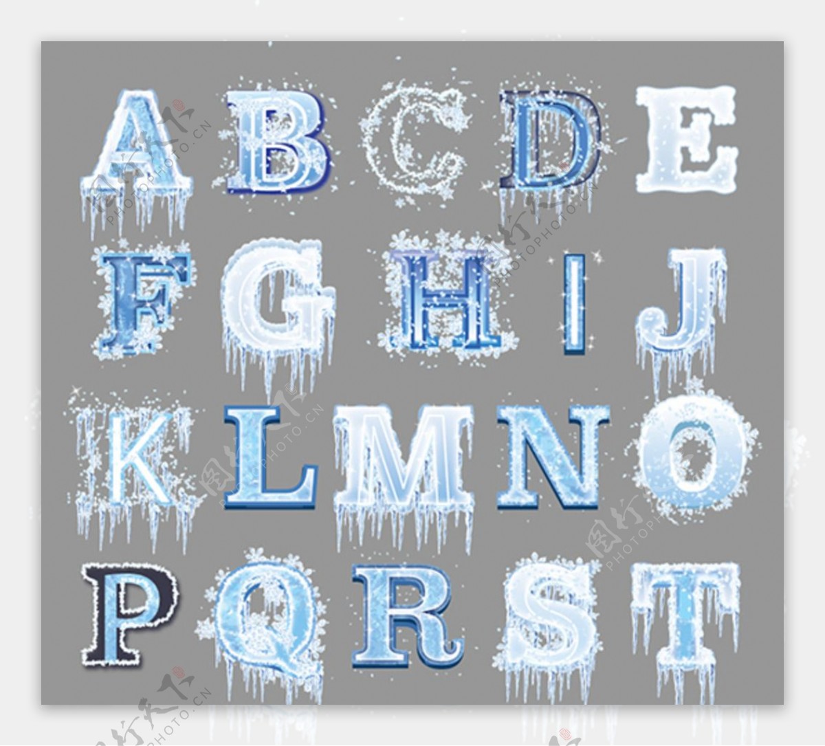 创意冰冻字母设计矢量素材图片