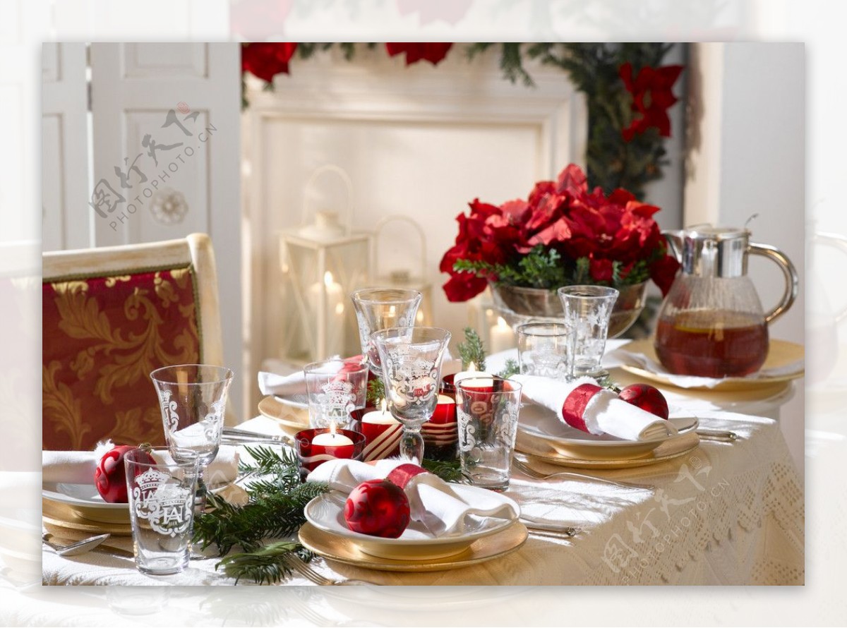 圣诞餐桌大餐图片