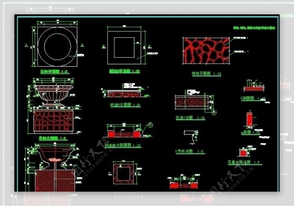 树池花钵大样图图片
