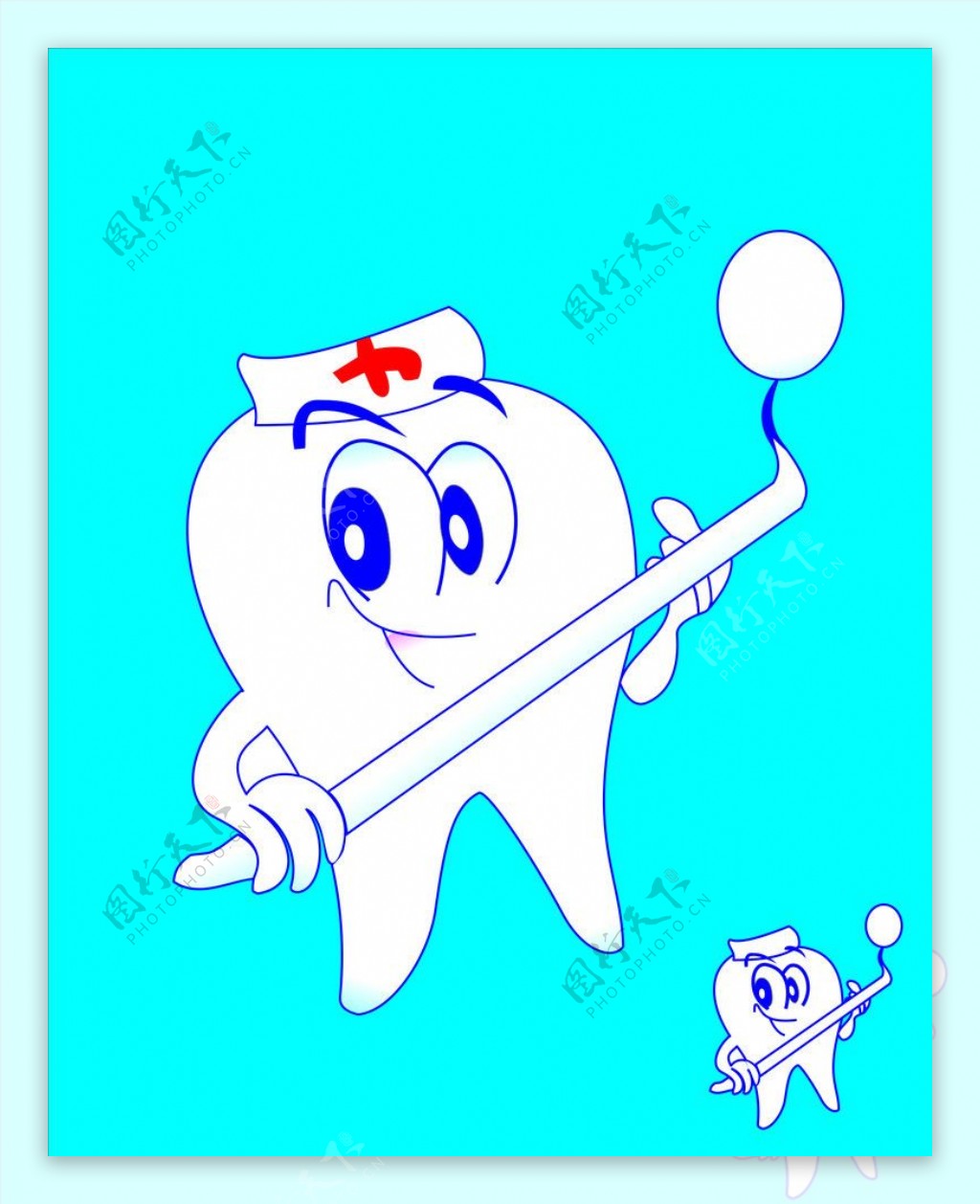 卡通牙齿护士图片