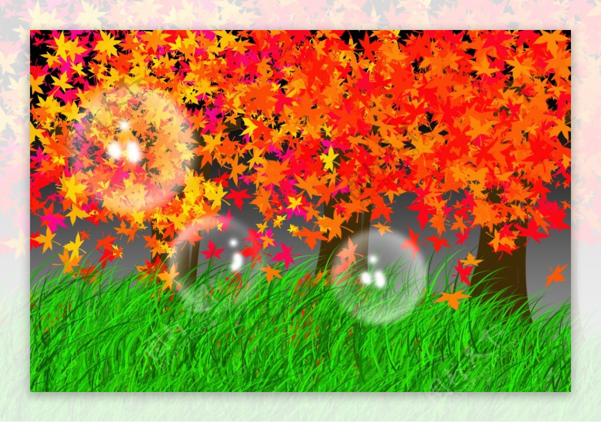 儿童手绘秋天枫叶图片