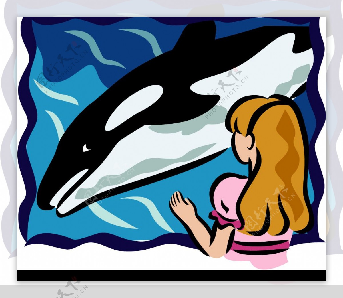 鲸鱼女孩海洋矢量图片