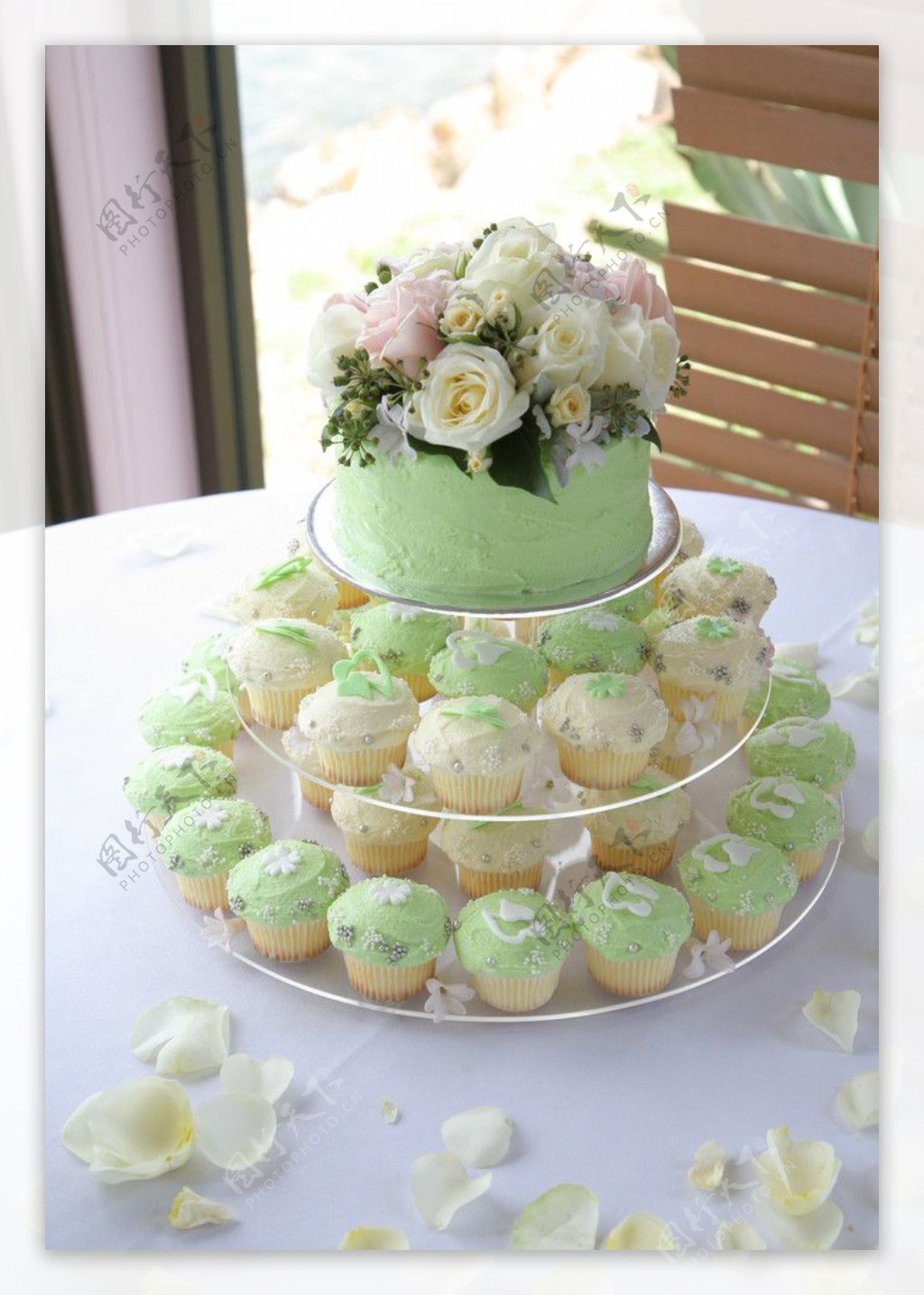 婚礼蛋糕玛芬西饼麦芬结婚蛋糕浅绿图片
