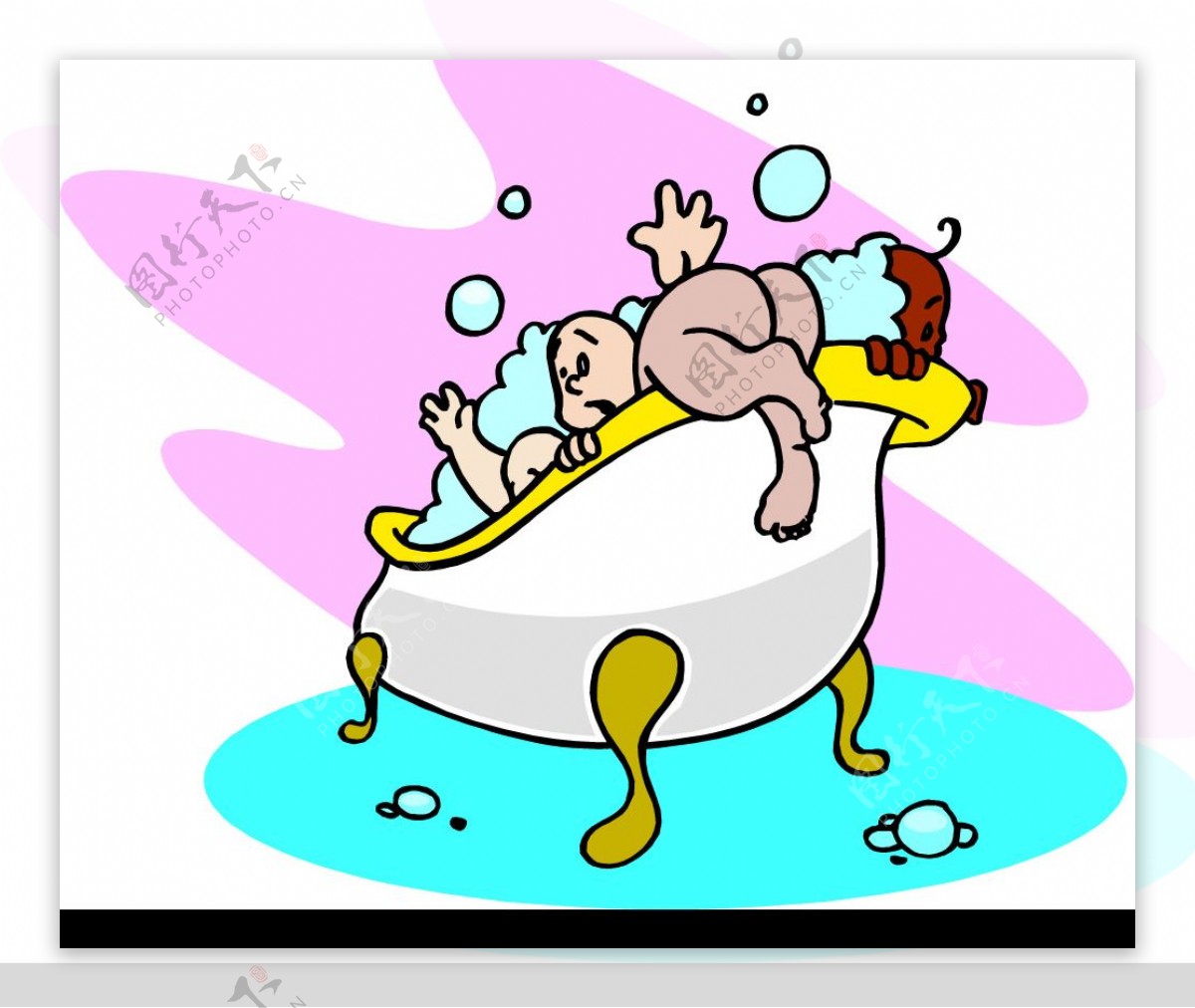 卡通可愛的小男孩洗澡, 毛巾, 洗澡, 開心素材圖案，PSD和PNG圖片免費下載