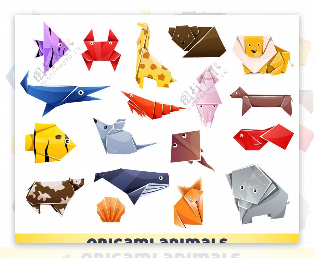 折纸叠纸野生动物海洋生物图片