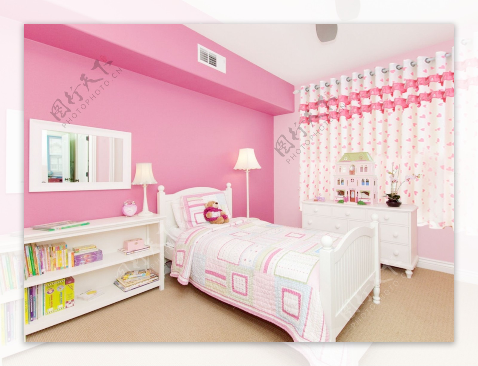 粉色儿童房效果图图片