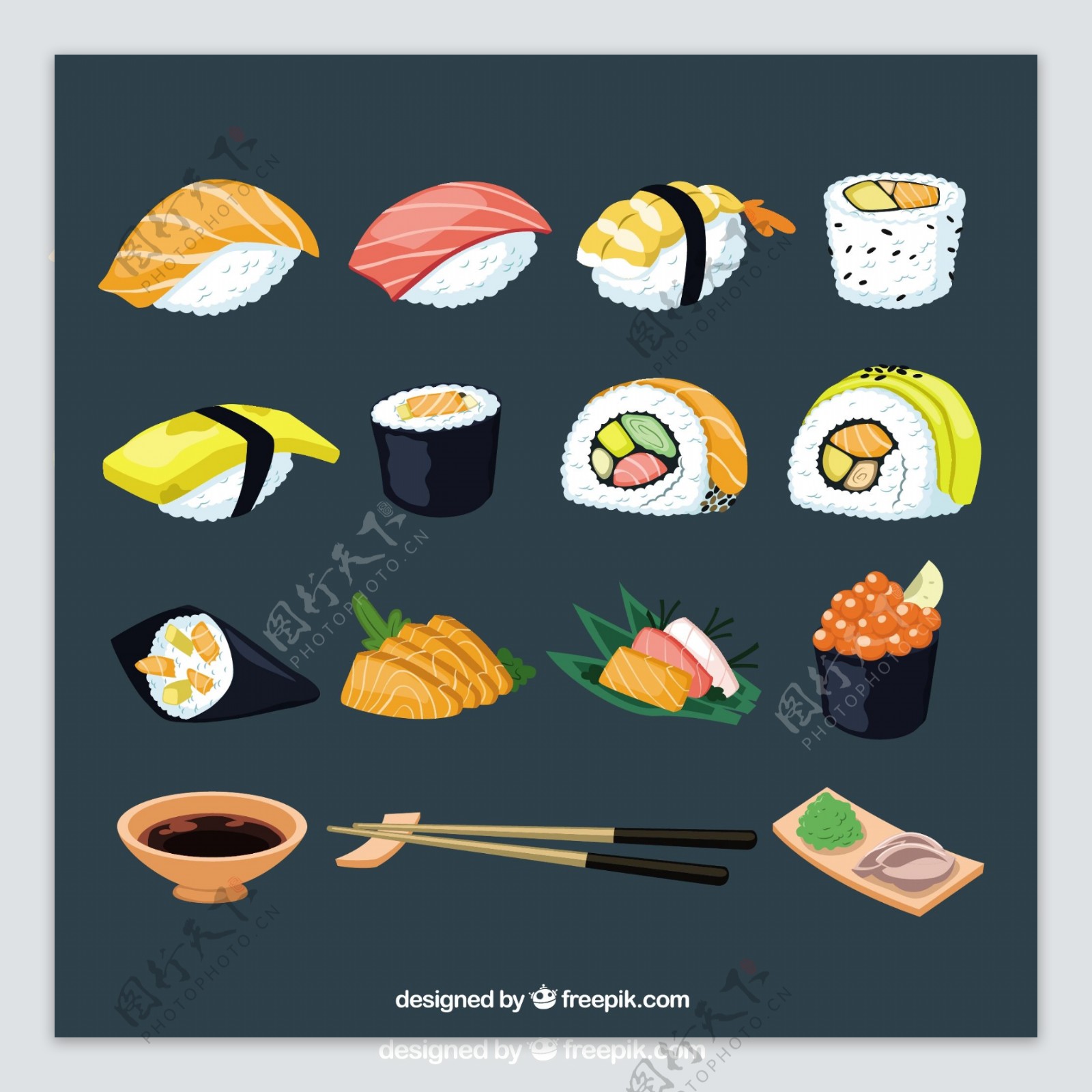 手绘寿司图片
