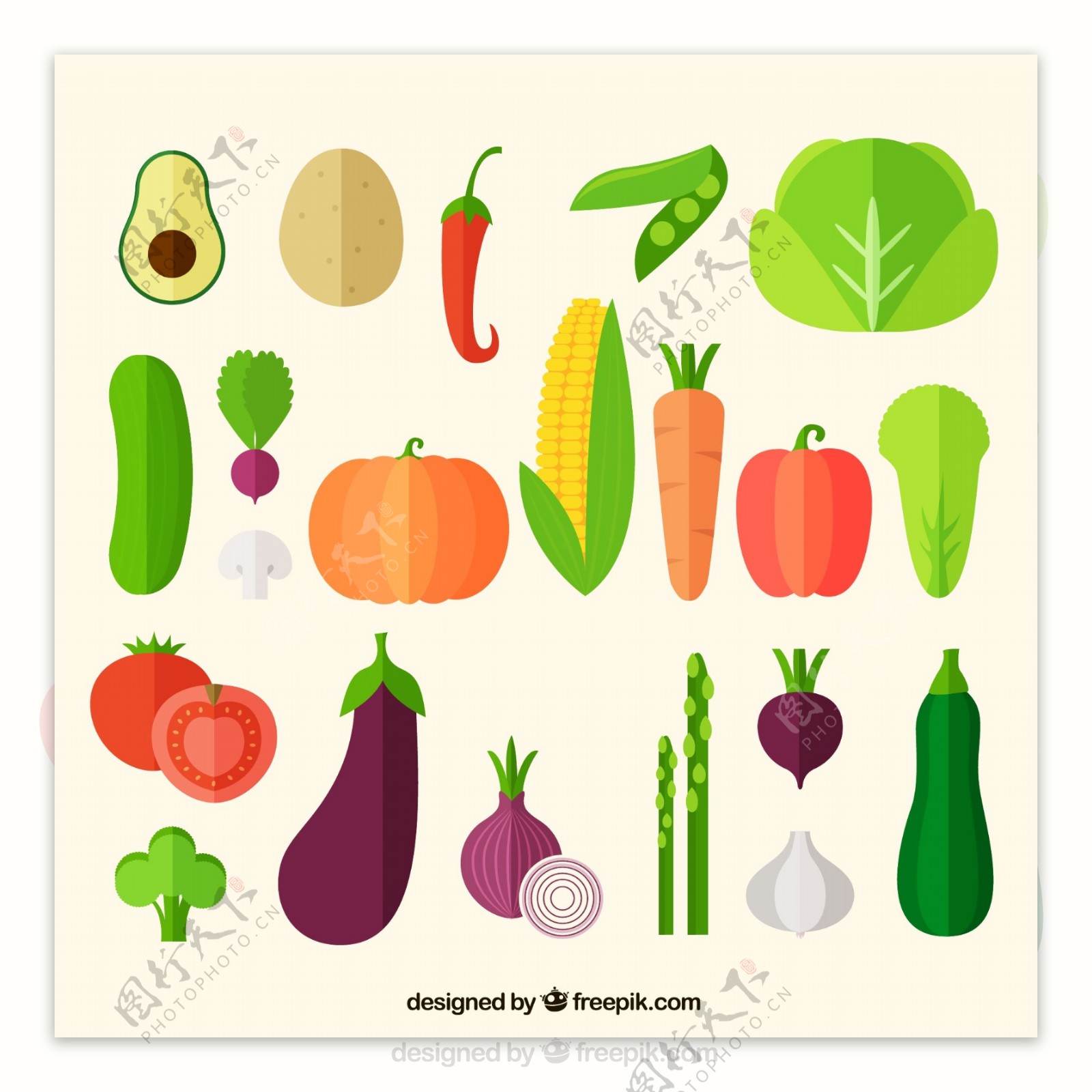 21款扁平化蔬菜矢量素材图片