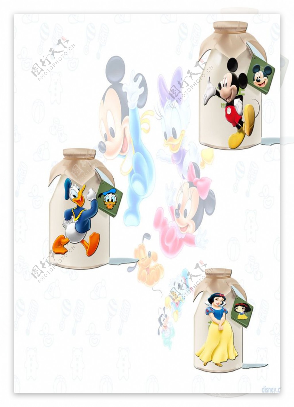 迪士尼卡通形象牛奶瓶图片