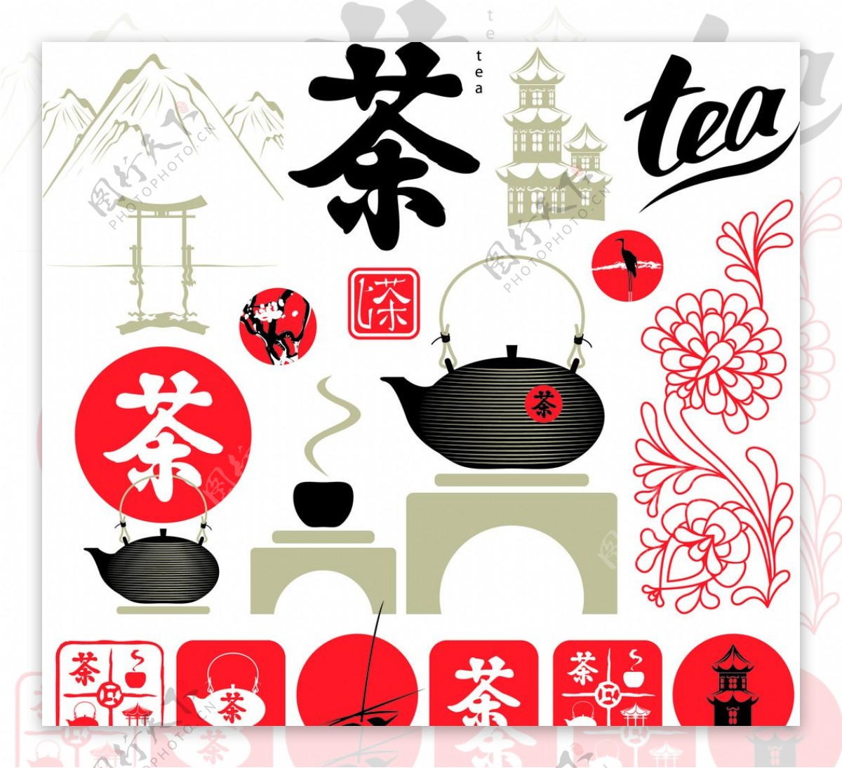 茶文化茶道矢量素材图片
