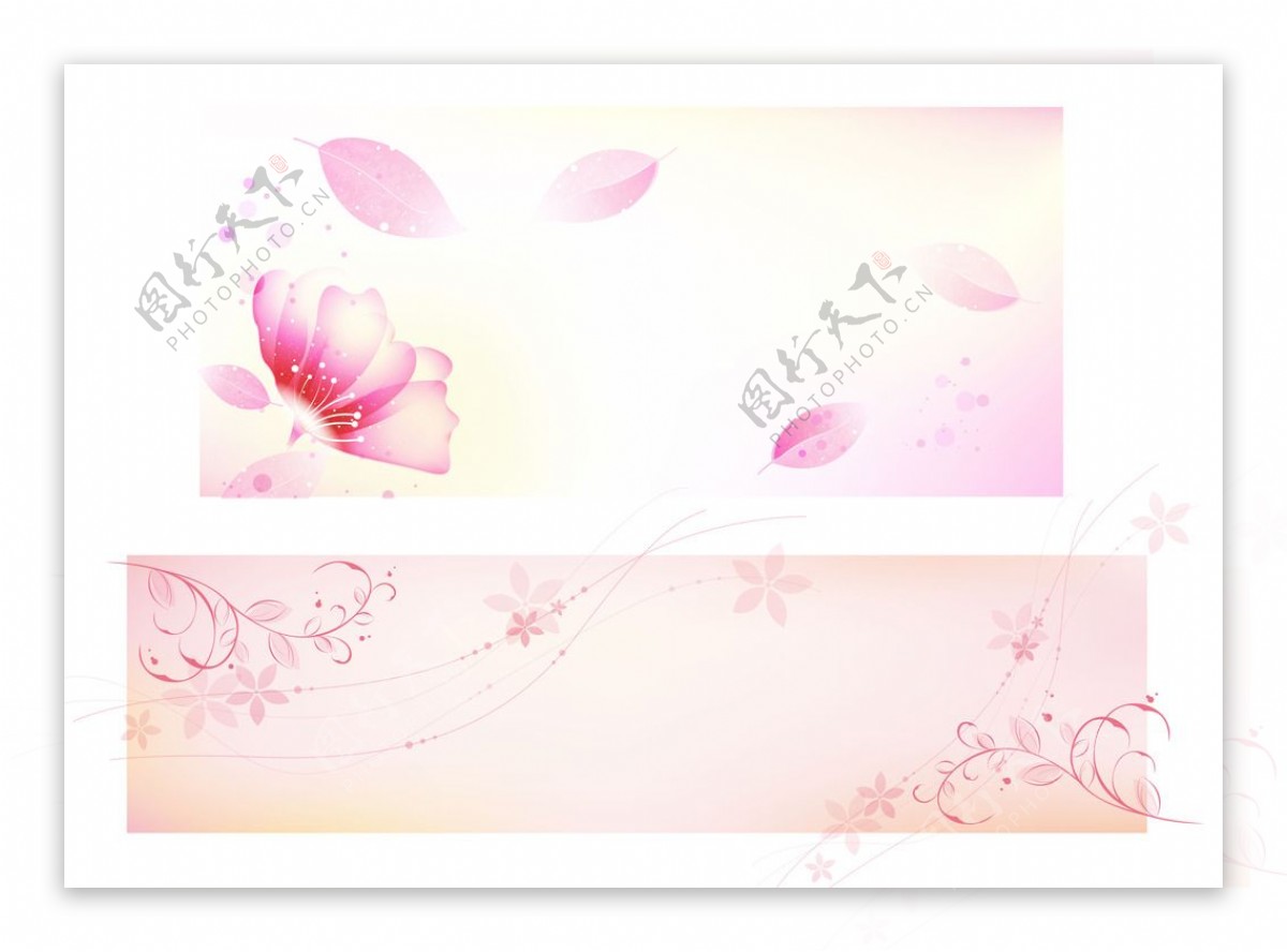粉色梦幻花朵矢量背景图片