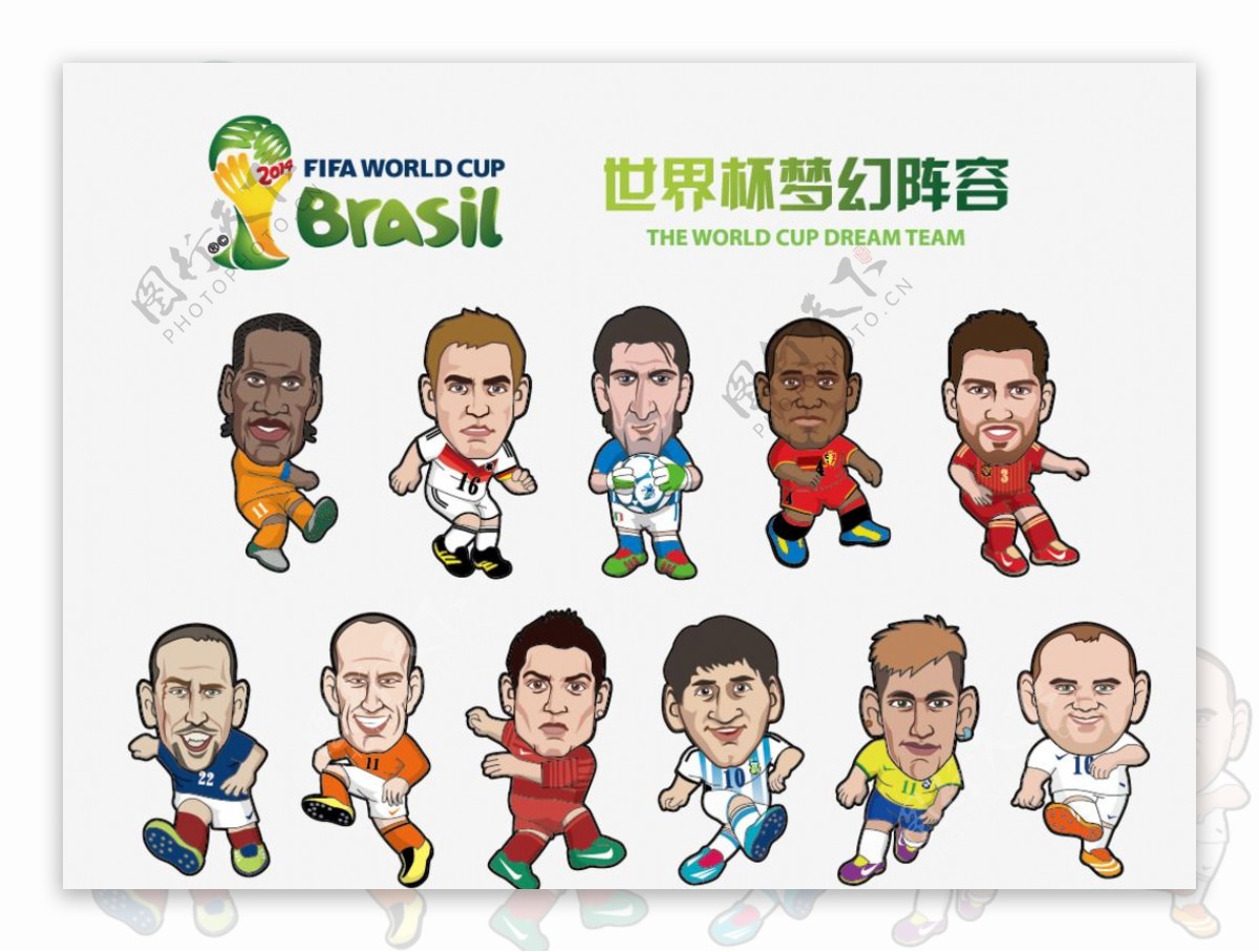世界杯球星卡通动漫人物图片