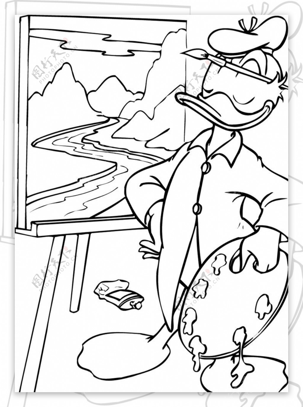 唐老鸭画画卡通素材图片