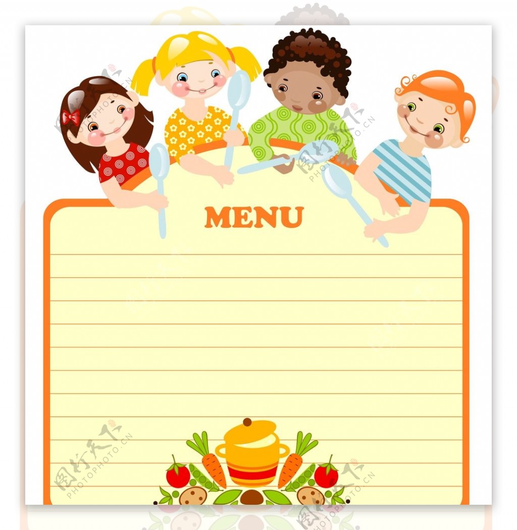 可爱餐具和食物儿童菜单设计设计图__菜单菜谱_广告设计_设计图库_昵图网nipic.com