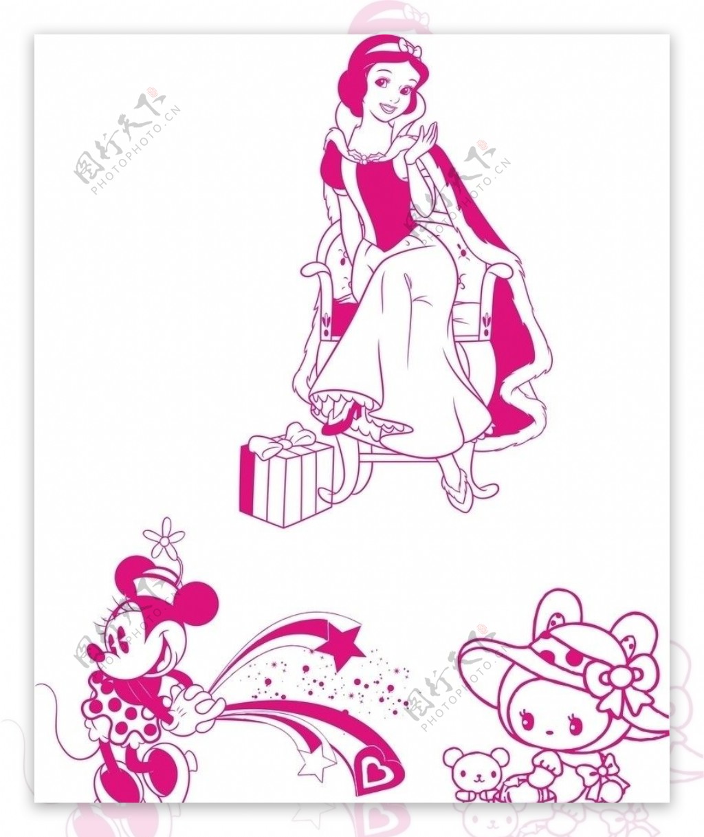 白雪公主米老鼠卡通白兔卡通小熊图片