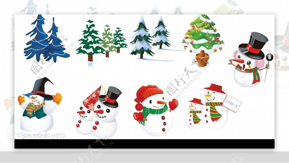 圣诞树和雪人AI图片