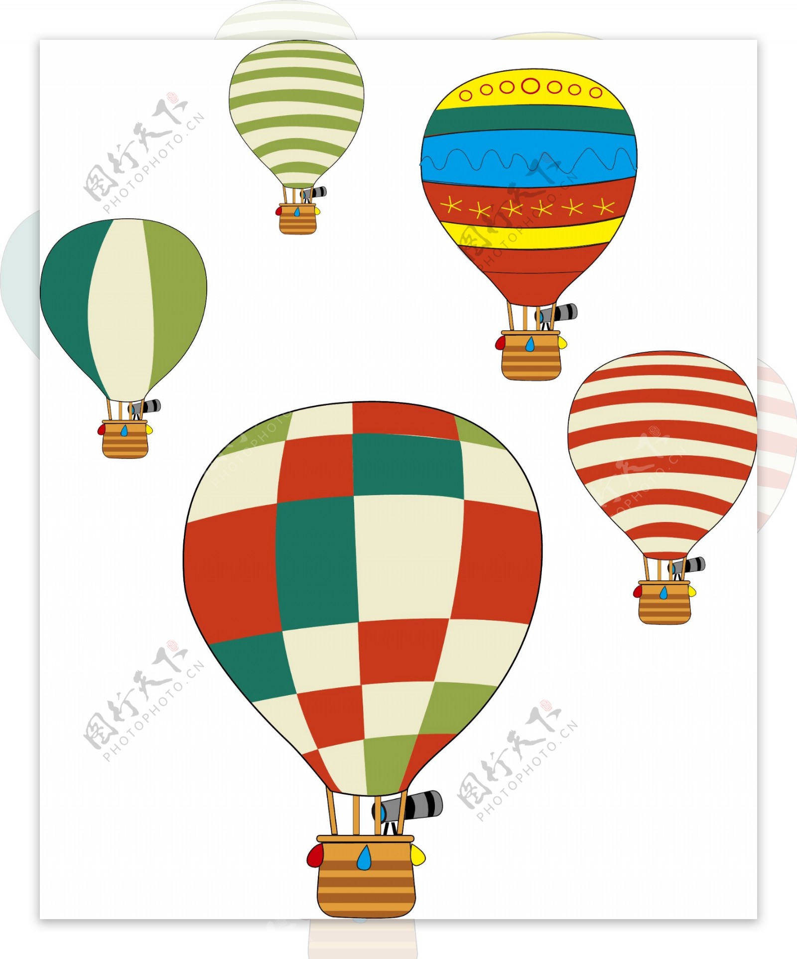 热气球氢气球卡通矢量素材图片