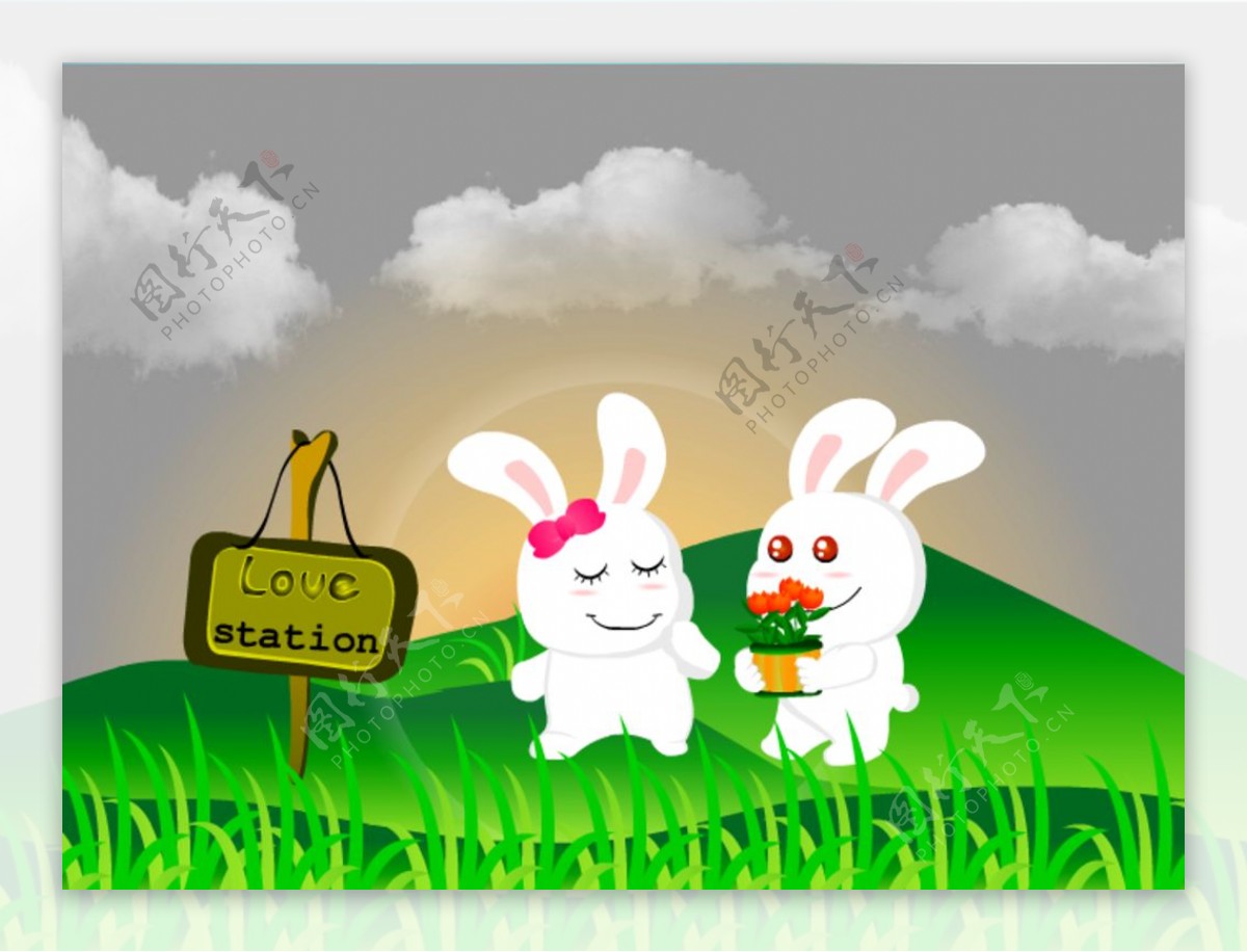 两只可爱的小白兔flash动画