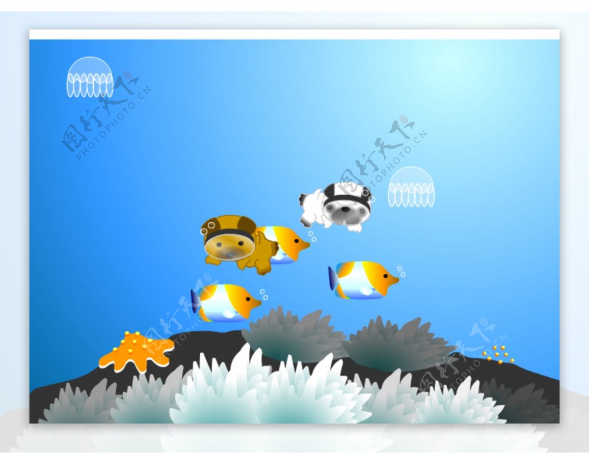 深海潜水的动物flash动画