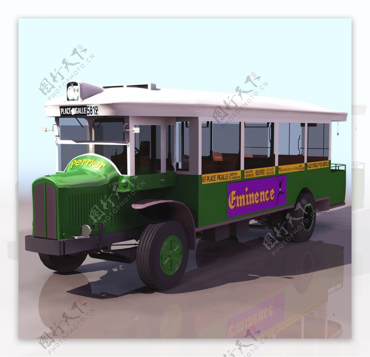 3D模型图库交通工具巴士复古车图片