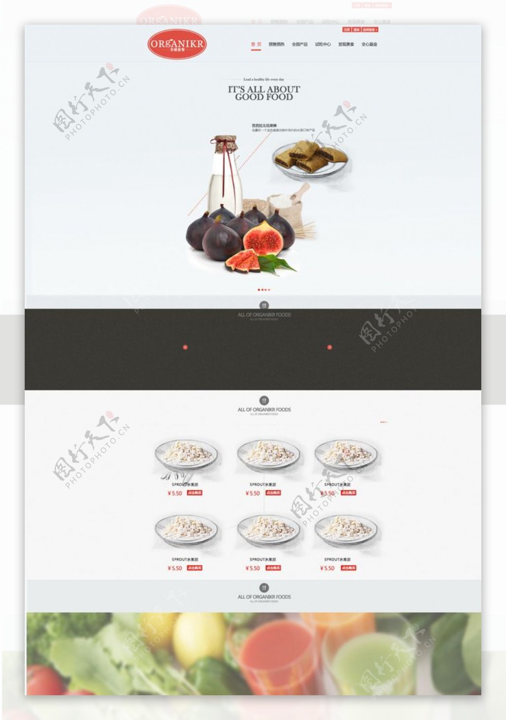 简洁进口食品网站模板PSD素材图片