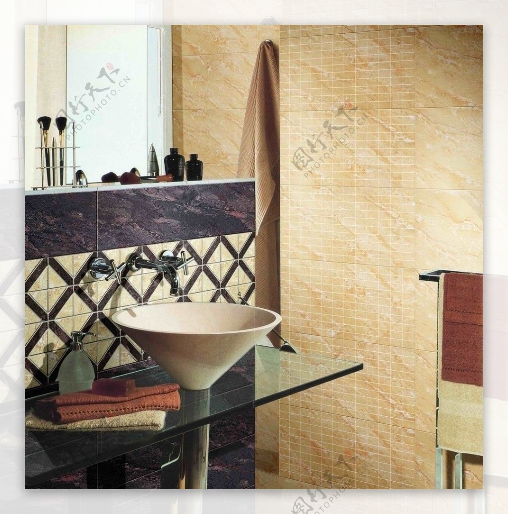 浴室卫生间瓷砖铺贴应用光影分层PSD图片