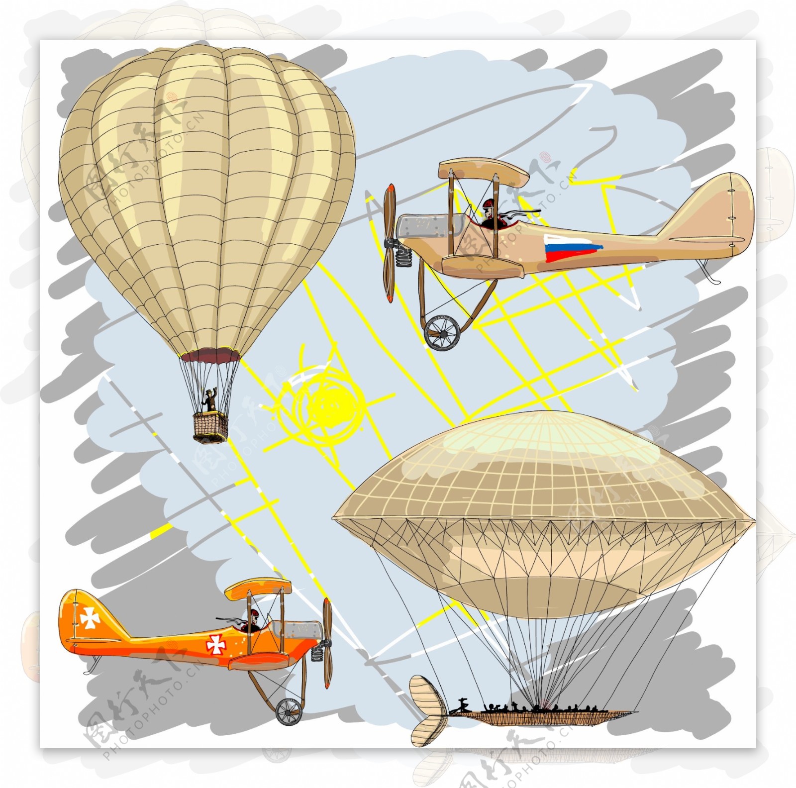 飞艇和热气球图片