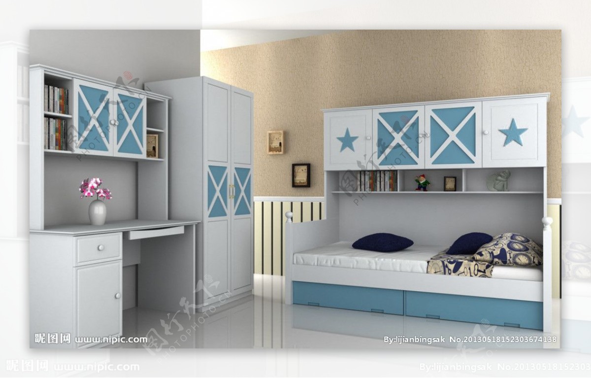 板式儿童家具效果图图片