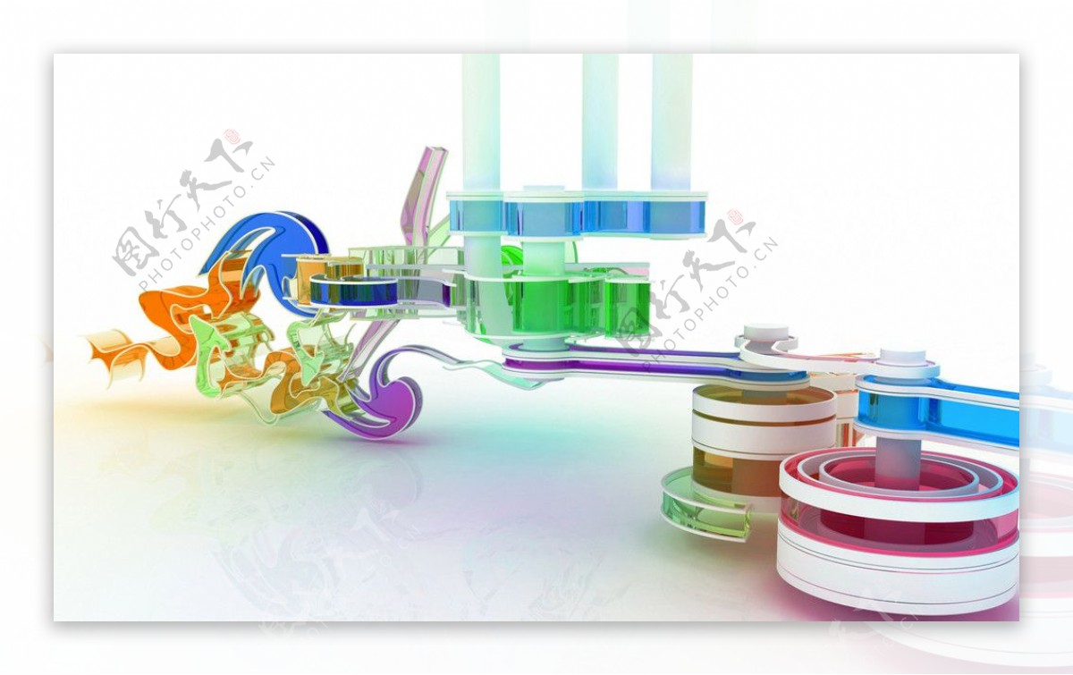 抽象梦幻水晶色彩绚烂3D三维立体科幻广告电脑设计图片