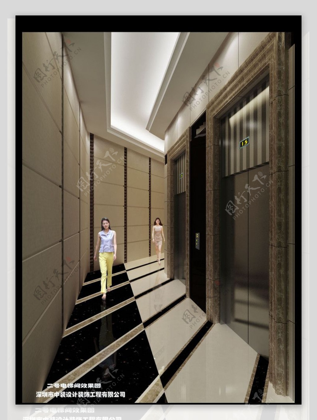 电梯厅过道效果图图片