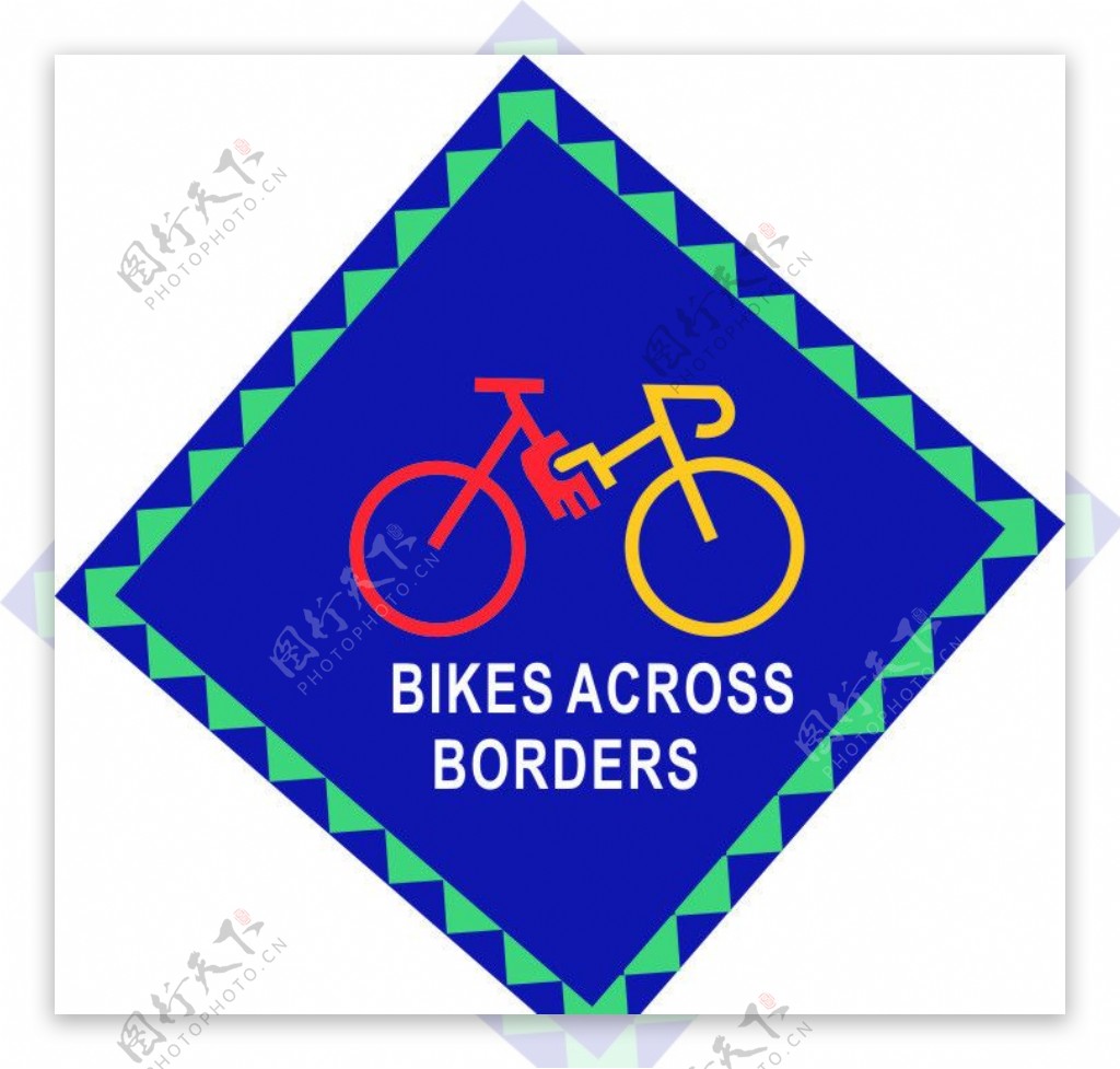 跨越国界的自行车标志图片