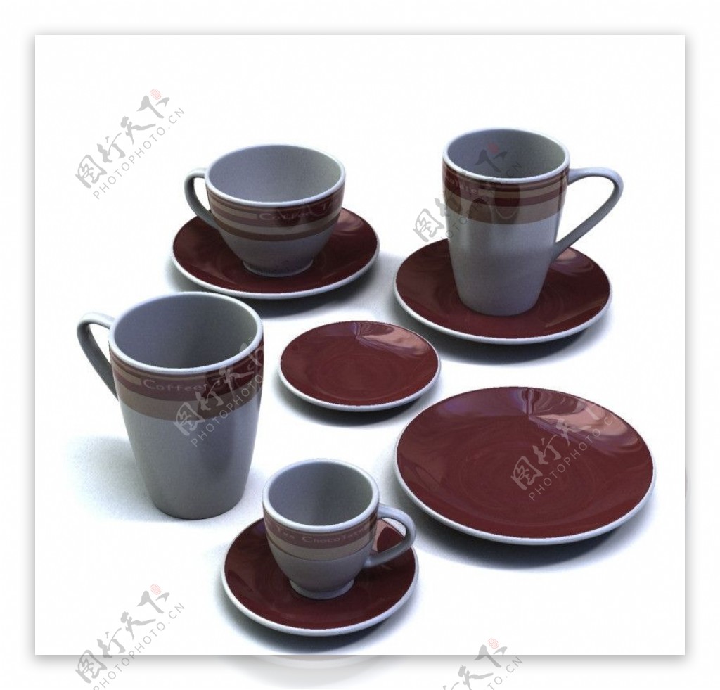 茶杯杯垫茶杯模型图片