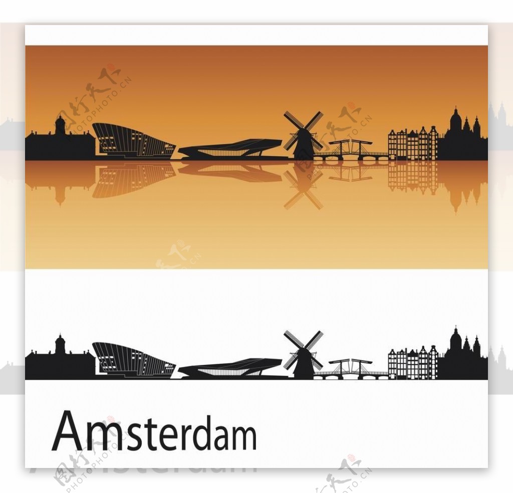阿姆斯特丹城市剪影图片