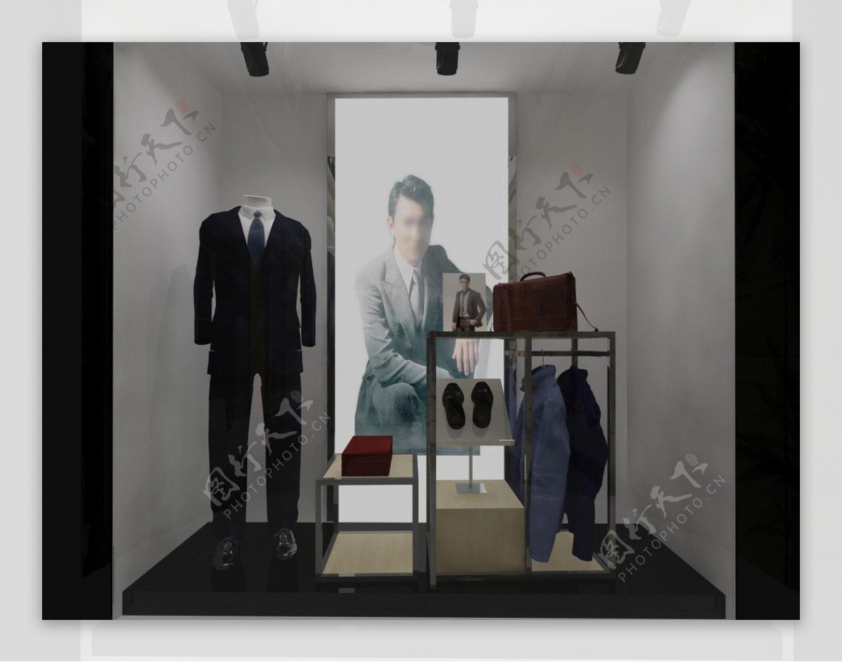 男装服装专卖店橱窗展架图片