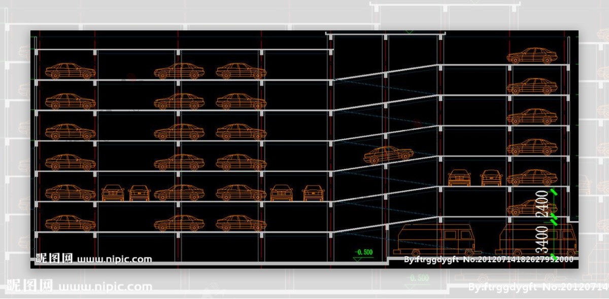 室内停车库剖面图图片