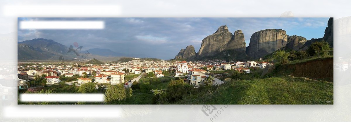 希腊城市鸟瞰景色图片