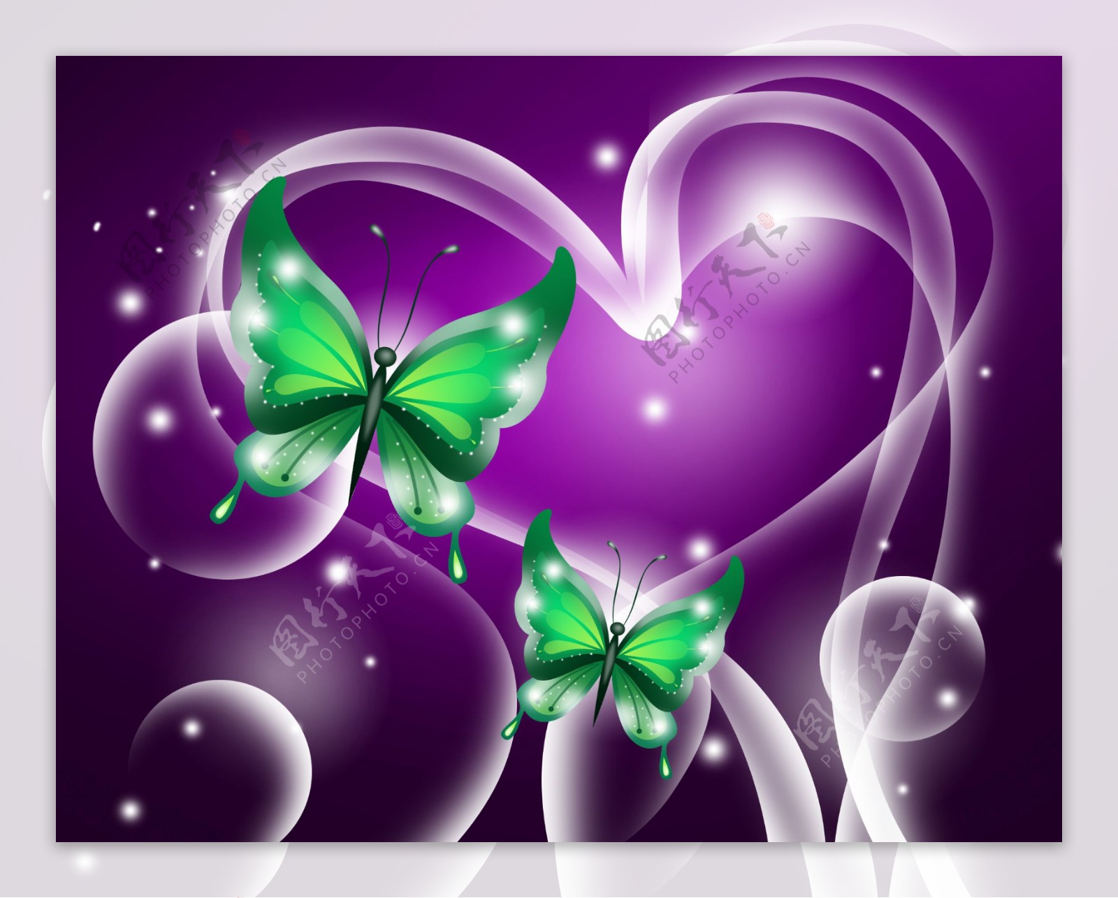 紫色背景蝴蝶无框画图片