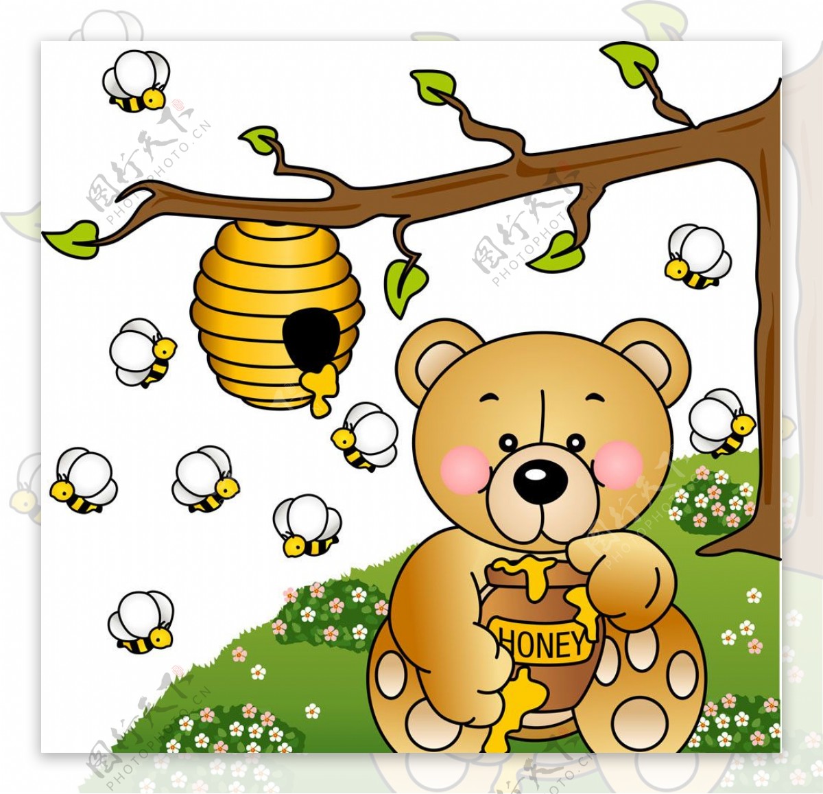 吃蜂蜜的小熊图片