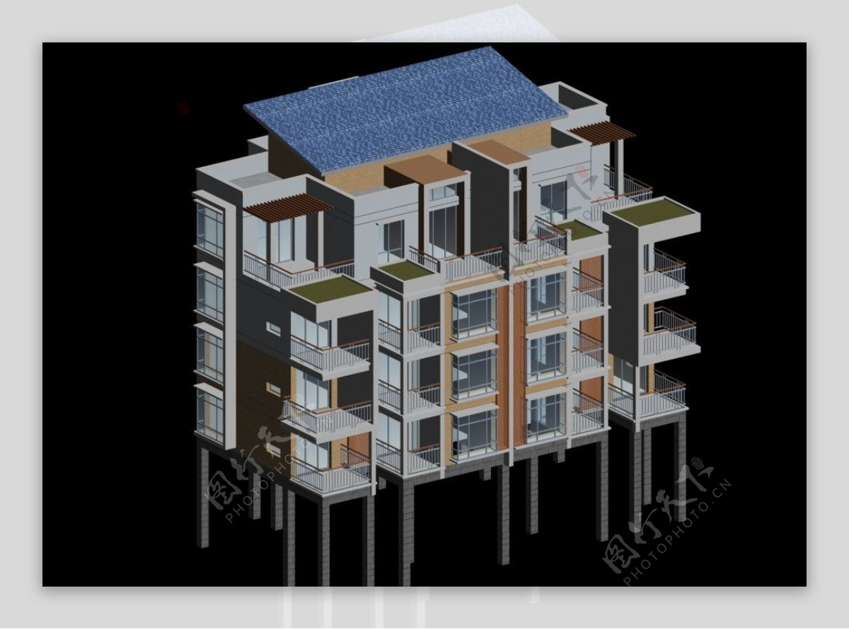双拼别墅3D模型图片